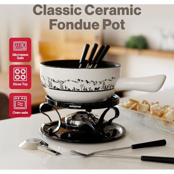 Heidi 9er Set Fondue, Käsefondue, Gabeln, Eintopf, Keramiktopf, Keramikfondue – Bild 3