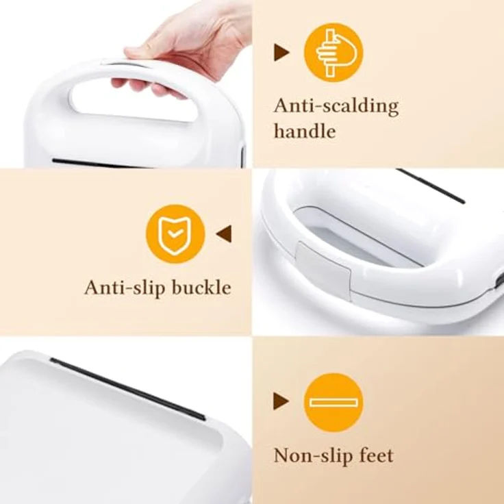 Taylor Swoden Manor Waffeleisen Sandwichtoaster 3-in-1, 1200 W, 4 Sandwiches, Antihaftbeschichtung, Weiß – Bild 5
