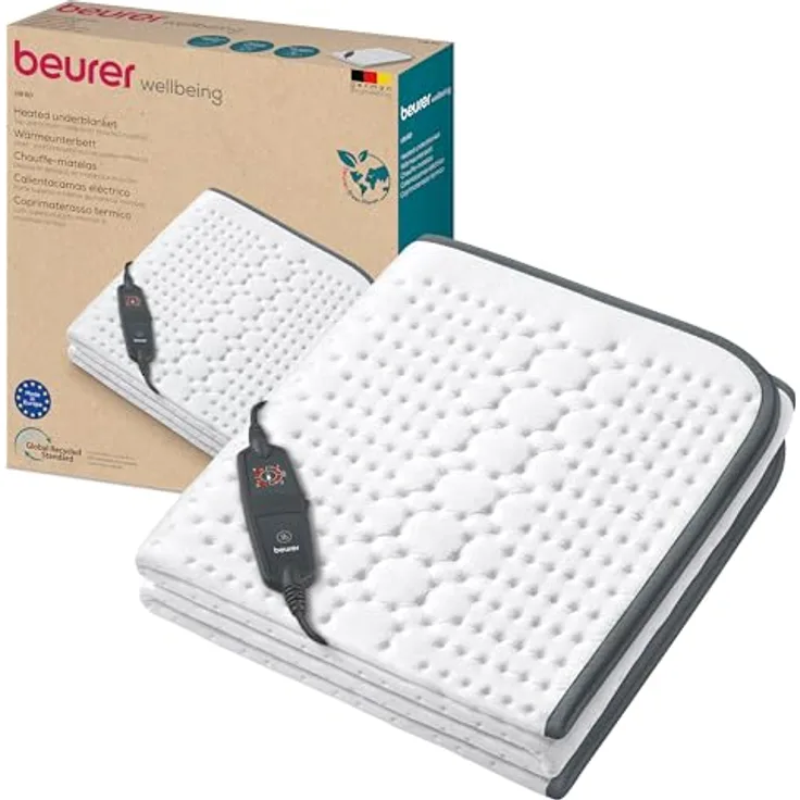 Beurer UB 60 Green Planet Wärmeunterbett, hergestellt aus recycelten Materialien, mit Abschaltautomatik, 4 Temperaturstufen, Sicherheitssystem, 150 x 80 cm, abnehmbarer LED-Schalter, maschinenwaschbar - Preisvergleich
