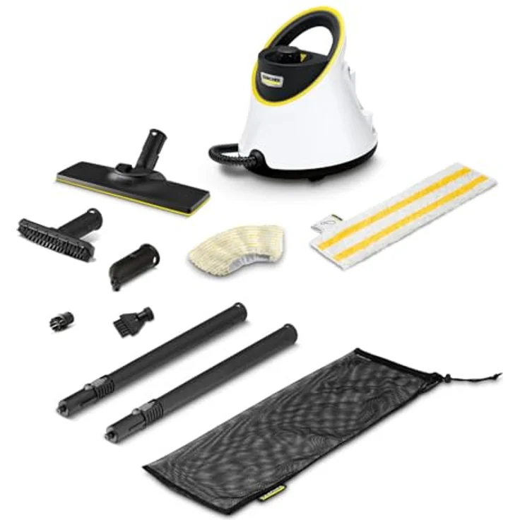 Kärcher Dampfreiniger SC 2 Deluxe, Flächenleistung: ca. 75m², Tank: 1 l, Dampfdruck: max. 3,2 bar, Aufheizzeit: 6,5 min., Heizleistung: 1.500 W, mit Bodenreinigungsset EasyFix und 3 Düsen – Bild 1