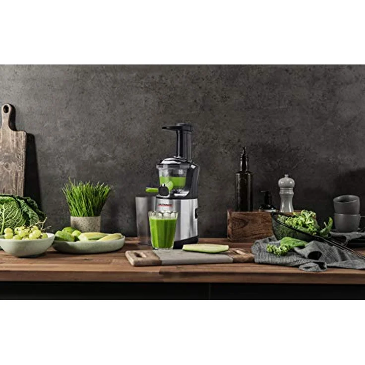 GASTROBACK 40145 Slow Juicer Advanced Vital, starker 150 Watt Motor mit 70 Umdrehungen-min, Press-Schnecke mit verstärktem Edelstahlkern, besonders leise, Edelstahl, schwarz, silber – Bild 4