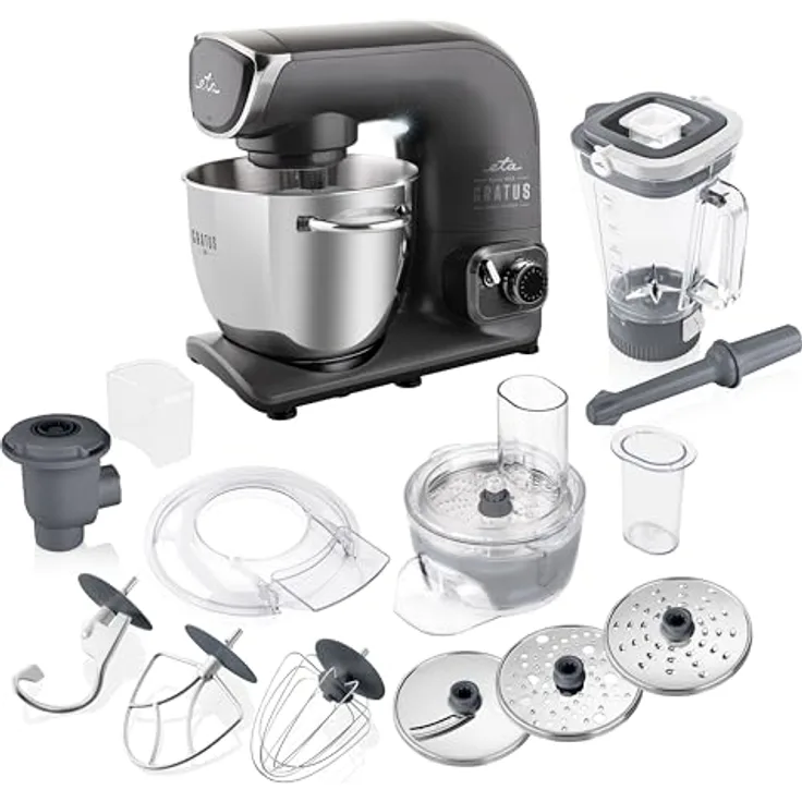 ETA Gratus EVO Origin Küchenmaschine I Vollmetall I 5.5 Liter Schüssel I 1500 Watt I Knetmaschine I Rührmaschine I Zubehör Paket inkl. Fleischwolf