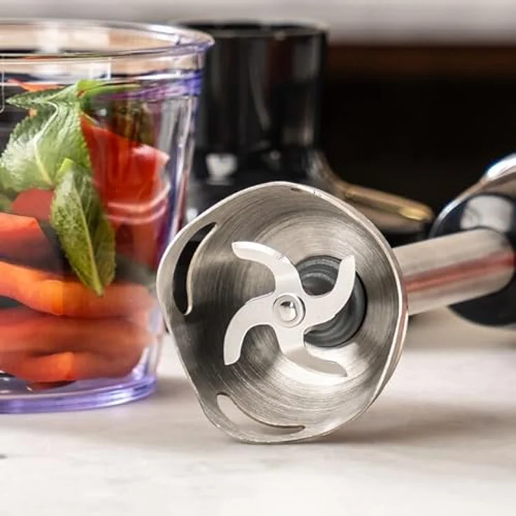 Tefal HB65JD Jamie Oliver Stabmixer, 1000 Watt, Edelstahl-Pürierstab, Zerkleinerer-Aufsatz, spülmaschinengeeignet – Bild 3