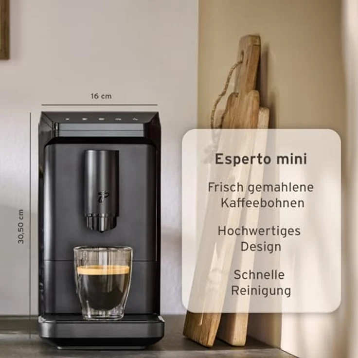 Tchibo Esperto mini, Kaffeevollautomat für Caffè Crema und Espresso, 16cm breit, schwarz, ideal für Küche, Camping und Studentenapartment – Bild 5