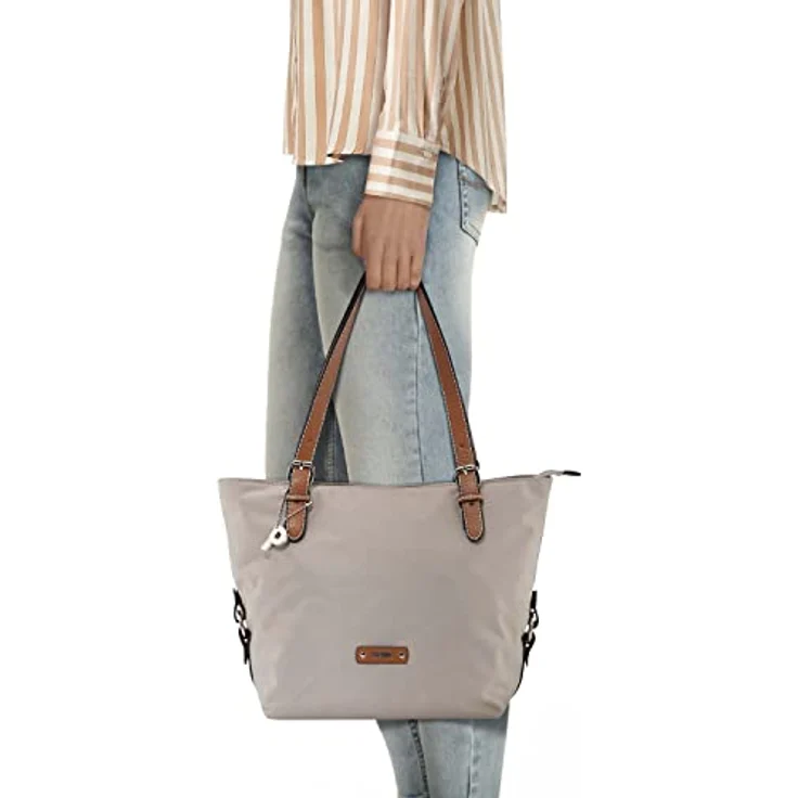 Picard Sonja Shopper, edel schimmernde Nylon Handtasche in Nude, A4-freundliches Hauptfach mit Reißverschluss und Handyfach – Bild 6