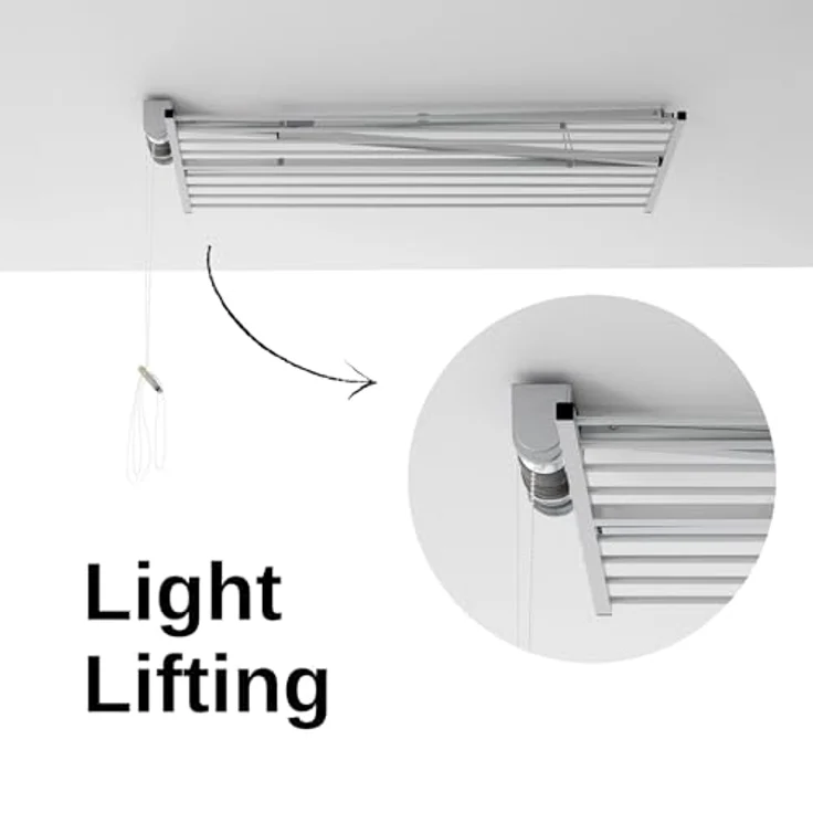 Foxydry Foxydry Mini, Decke-Wäscheständer, zusammenklappbar, Aluminium und Stahl, 152x54x25 cm, Grau, 150 – Bild 2