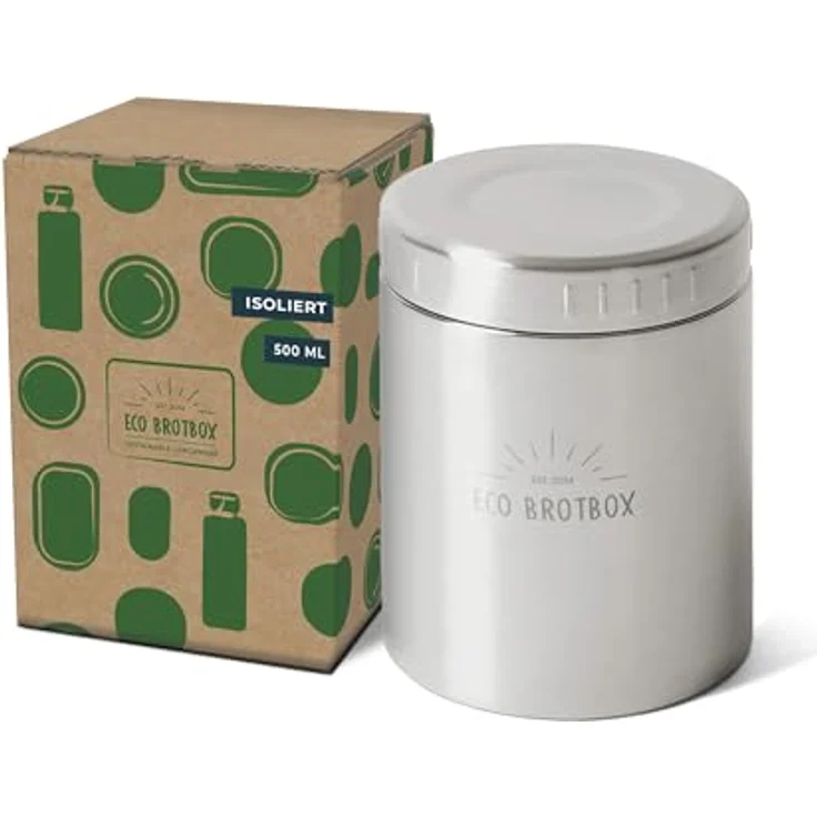 ECO Brotbox Isolierbehälter BO+ - Edelstahl Isolierbehälter - Rund, 500 ml, warmhaltend bis zu 8 Stunden – Bild 1