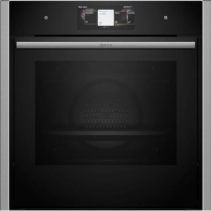 Neff B64VT73N0, N90, VarioSteam Slide und Hide Einbaubackofen mit Dampfunterstützung, 60x60cm, 6.8 Zoll Full Touch TFT-Farb- und Grafikdisplay,Pyrolyse, Home Connect, Multipoint Bratenthermometer