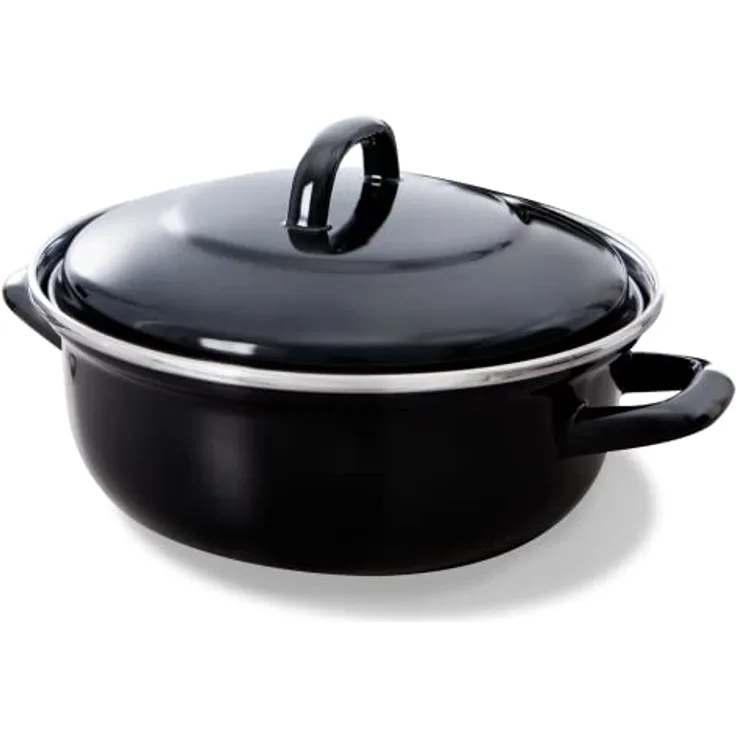BK Fortalit Induktionsgeeigneter 26cm/7,5L Dutch Oven Bratentopf mit Deckel, Backofen- und Bratensicher bis 230C, spülmaschinenfest, PFAS-frei, Schwarz