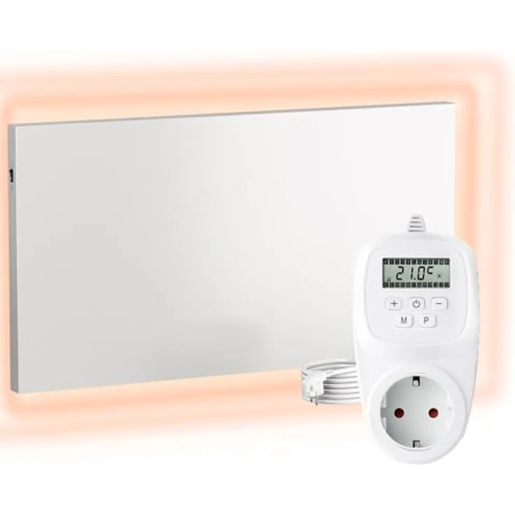 VIESTA® Infrarot Wandheizung mit Thermostat [INKL. TH12 THERMOSTAT] – Carbon Crystal Heizkörper – Badezimmer geeignet, 500W – Bild 1