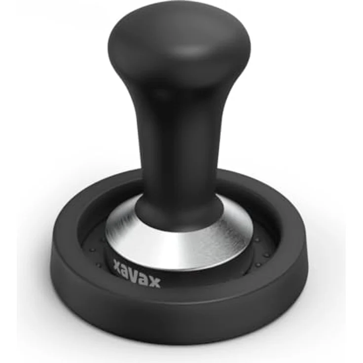 Xavax Kaffee-Tamper 51mm mit Tampermatte Silikon (Barista-Set mit Kaffeestampfer Edelstahl-Tamper-Base 51 mm und Tamper-Ablage rutschfest, Espresso Stamp für Kaffeepulver, Siebträgermaschine) schwarz – Bild 1