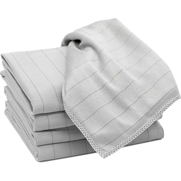 ZOLLNER 5er Set Microfaser Gläsertücher, Fenstertücher, 40x60 cm, grau – Bild 1