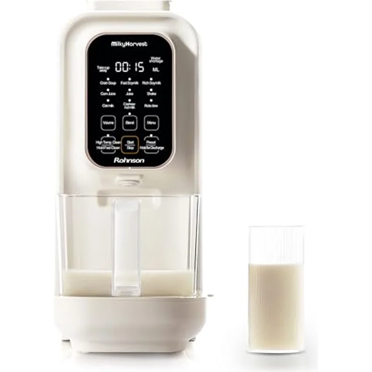 Rohnson Milky Harvest, Pflanzliche Nussmilchmaschine mit 2000 W, 5 starken Klingen, Selbstreinigung, Timer 2–12h, für Smoothies, Säfte und Porridge