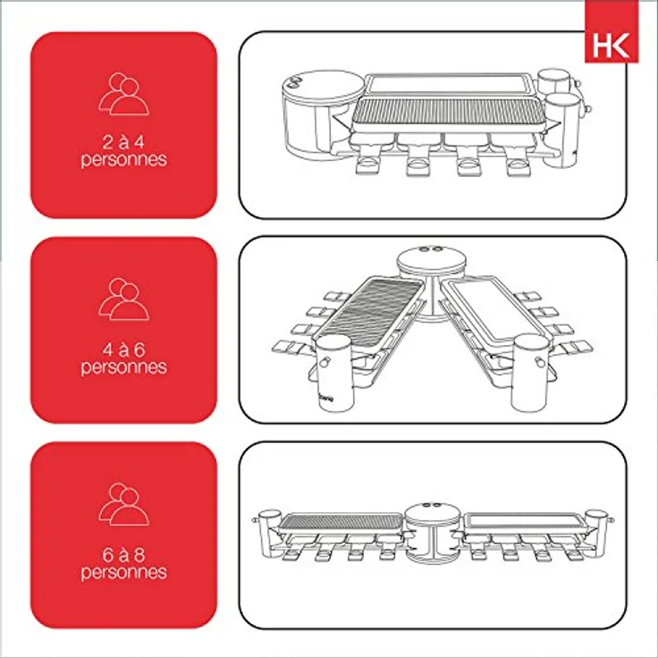 H.Koenig RP360 Raclette - 8 Personen - 4 Funktionen - 360° Drehgelenk - klappbar - 1200 W – Bild 8