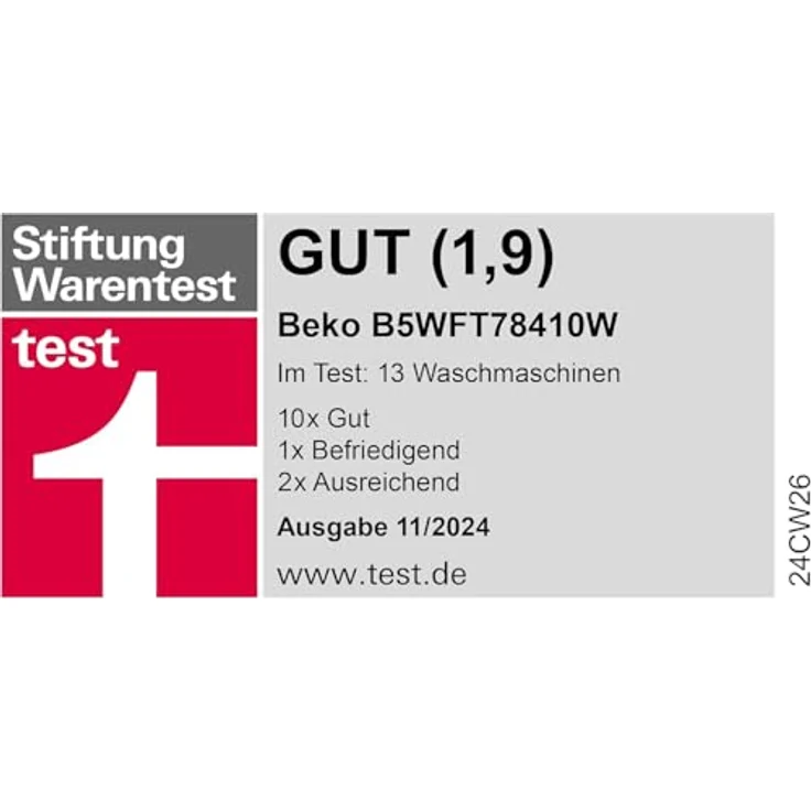 Beko B5WFT78410W, Frontlader-Waschmaschine, A, Fassungsvermögen 8 kg, Standgerät, Breite 60 cm – Bild 4