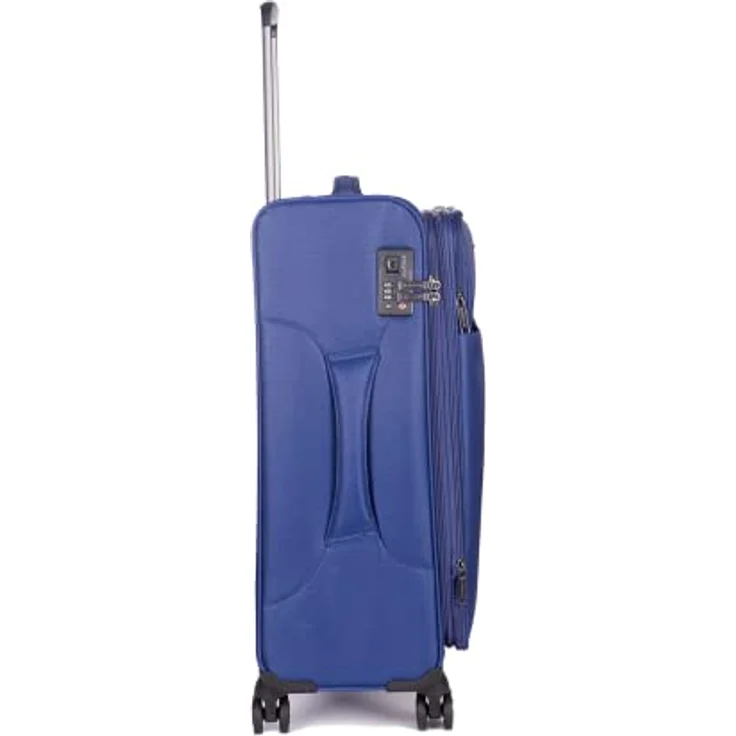 Stratic Light + Koffer Weichschale Reisekoffer Trolley Rollkoffer mittelgroß, TSA Kofferschloss, 4 Rollen, Erweiterbar, Größe M, Blau – Bild 4
