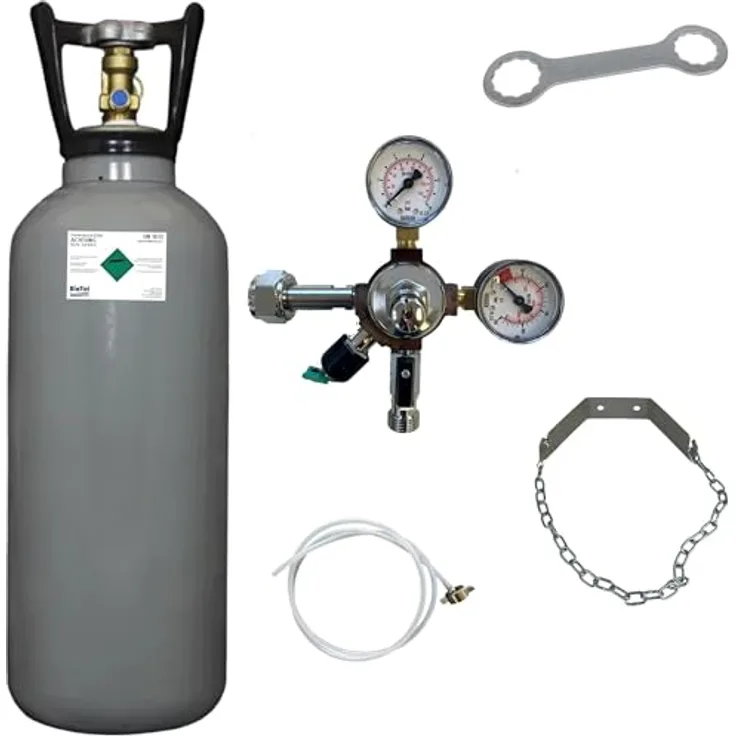 BieTal Umbauset für Quooker Cube, CO2 Druckminderer mit 6 kg Kohlensäureflasche und 2 Meter Schlauch