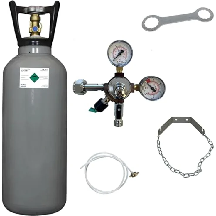 BieTal Umbauset für Quooker Cube, CO2 Druckminderer mit 6 kg Kohlensäureflasche und 2 Meter Schlauch – Bild 1