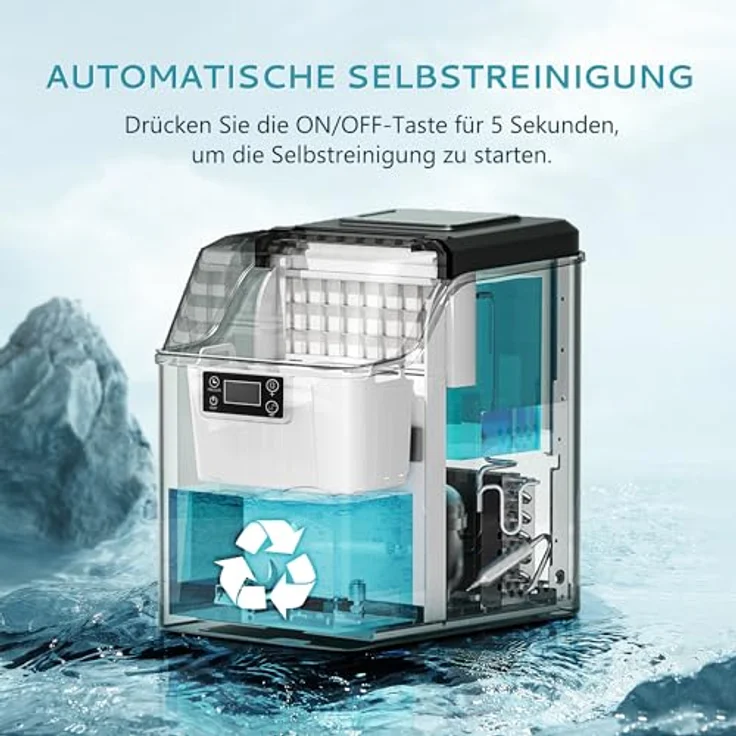EUHOMY Edelstahl Eiswürfelmaschine, 24 kg Tagesleistung, 24 perfekte eiförmige Eiswürfel in 13 Minuten, selbstreinigend – Bild 5