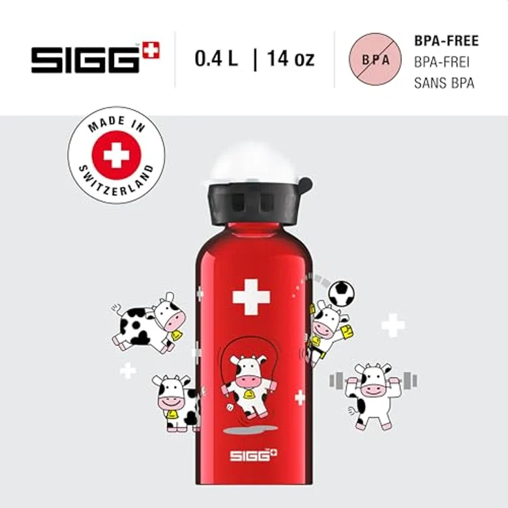 Sigg Funny Cows Trinkflasche, Rot-Weiss-Schwarz, 0.4 L – Bild 2