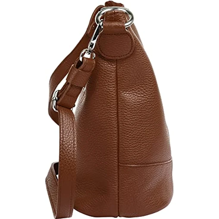 Cluty Umhängetasche, echt Leder, Made in Italy, 100% Rindleder, höhenverstellbarer Schultergurt 55-105 cm, schwarz – Bild 5