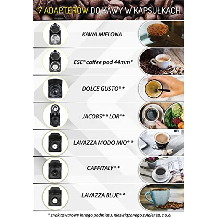Camry Espressomaschine Multi-Kapsel-Espressomaschine CR 4414, Weiß Kaffeemaschine Kapselmaschine mit 19 bar Pumpe – Bild 6