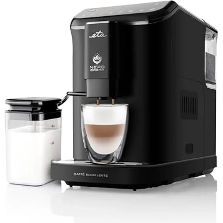 ETA Kaffeevollautomat I Nero I 20 Bar I Latte Macchiato & Cappuccino auf Knopfdruck I 1.5l Wassertank I Slim Design I Kaffeeautomat
