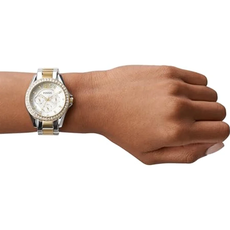 Fossil Damenuhr Riley, QuarzMultifunktionswerk, 38mm 2T Silber/Gold Edelstahlgehäuse mit einem Edelstahlarmband, ES3204 – Bild 4