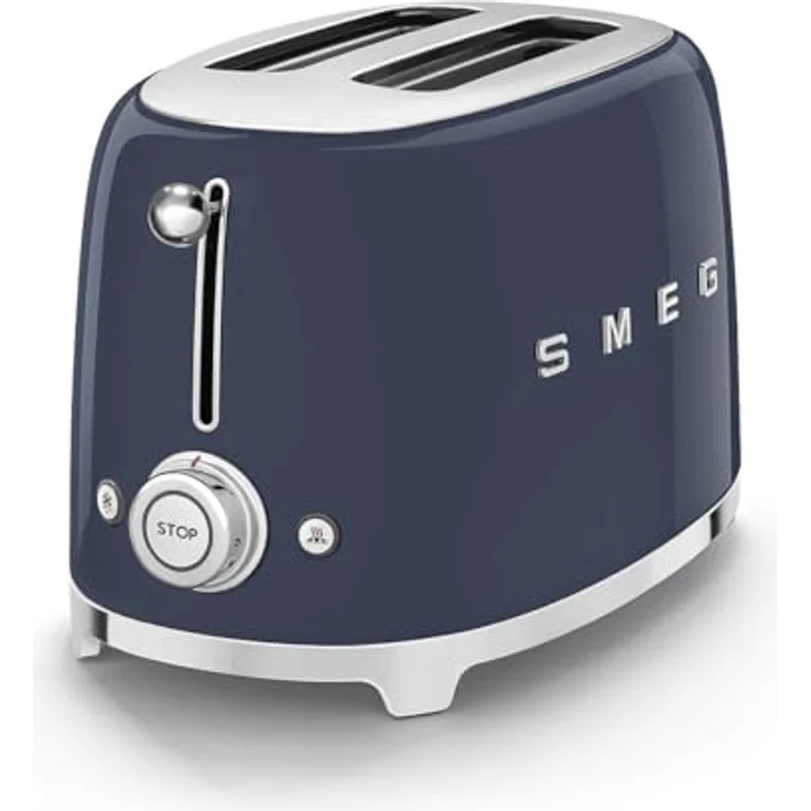 Smeg 2x2 TSF01NBEU Toaster, 2 Schlitze für 2 Scheiben, 6 Vergoldungsniveaus, Heiz-, Abtau- und Bagel-Funktion, 950W, Navy Blue – Bild 3