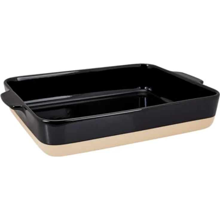 Lurch Terra Nova Ofenform L, Keramik 32x14,5x6,6 cm, 2700ml, schwarz/creme, temperaturbeständig bis 250°C, spülmaschinengeeignet – Bild 1