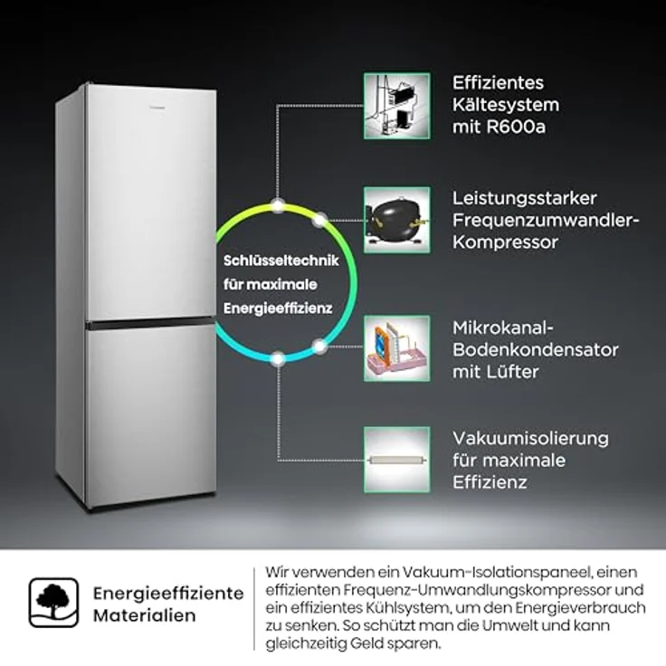 Hisense RB3N300NECA, Kühl-Gefrierkombination mit 304 l, NoFrost, Edelstahl, Energieeffizienz A, 35 dB – Bild 9
