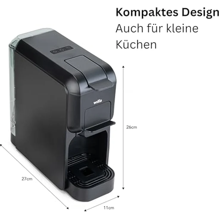 Wilfa VOLO MINI MMA1T-TC15, Kapselmaschine kompatibel mit Nespresso und Dolce Gusto, 0,8-Liter-Wassertank, hohe Brühtemperatur über 88°C, schwarz – Bild 8