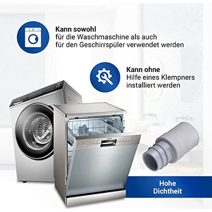 VIOKS Waschmaschine Abfluss Adapter Gummi Endstück Ø 22mm für Anschluss Ø 19mm Schlauch & Waschmaschine Ablaufschlauch Adapter Waschmaschine Abfluss/Ablaufschlauch Endstück für Spülmaschine – Bild 4