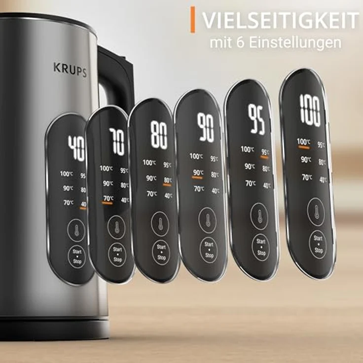 Krups BW871DF0 Wasserkocher, 1,7 Liter, 6 Temperaturen, Echtzeit-Display, Warmhaltefunktion, Edelstahl, Auto-Abschaltung – Bild 2