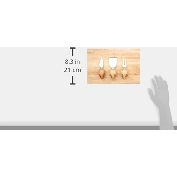 Kikkerland Cheese Board And Mouse Knives, Schneidebrett, Braun – Bild 5