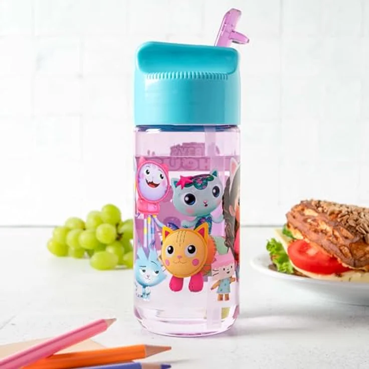 p:os Trinkflasche Gabby's Dollhouse, 430 ml, türkis/lila, für Kinder ab 3 Jahren – Bild 8