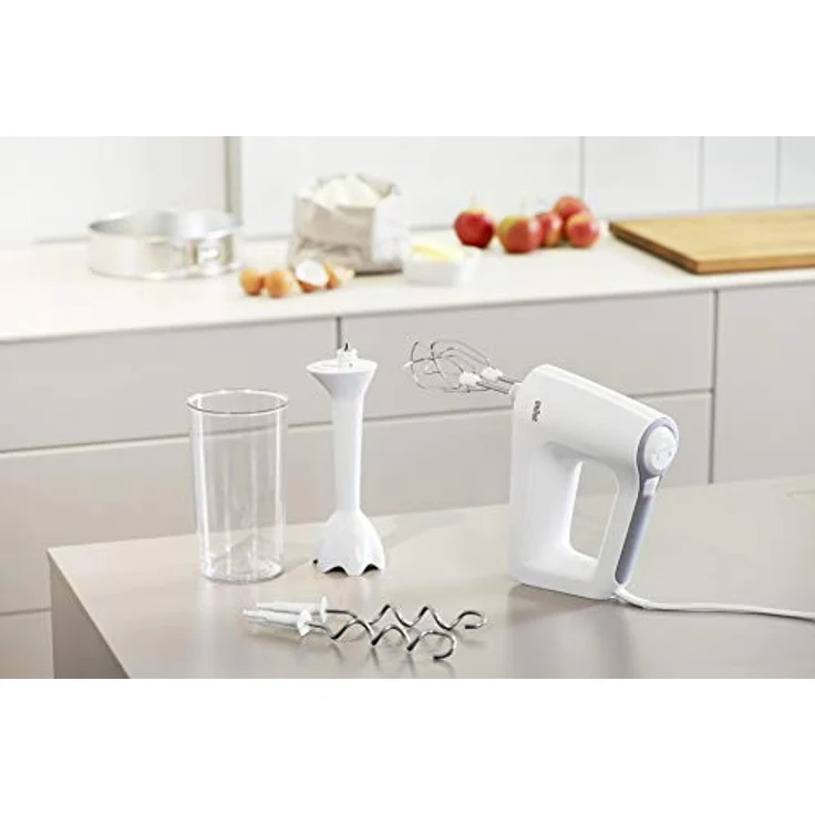 Braun MultiMix 3 Handmixer HM 3105, 500W, 5 Geschwindigkeitsstufen + Turbo-Funktion, inkl. Schneebesen, Knethaken, PowerBell Mixfuß und 600 ml Mix- und Messbecher, weiß – Bild 2