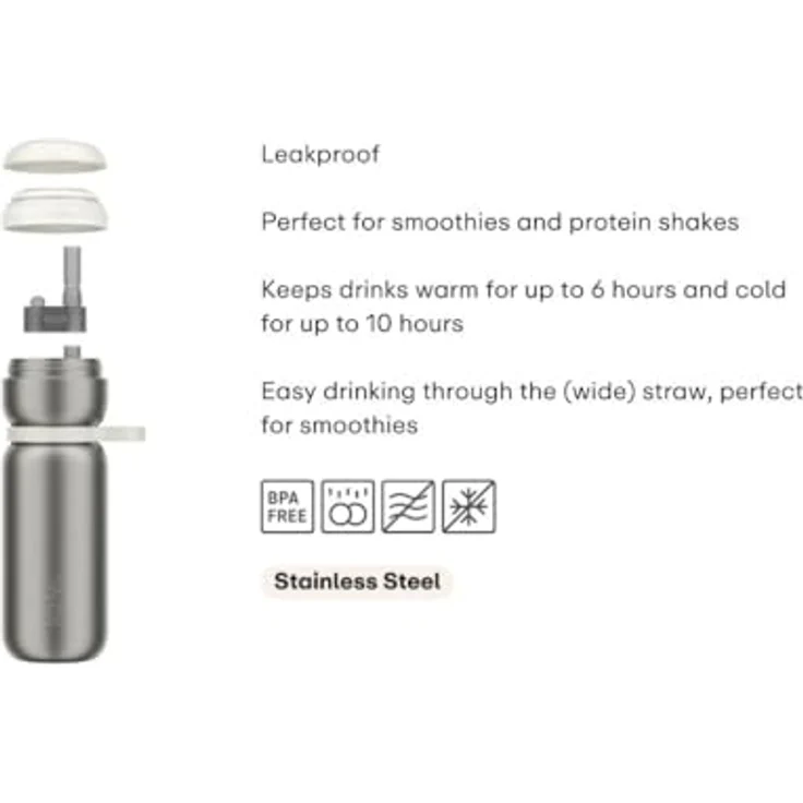 Mepal Thermo-Trinkflasche Twist Sport, auslaufsicher, vakuumisoliert für 6 Stunden warm/10 Stunden kalt, 600 ml, Mountain red – Bild 3