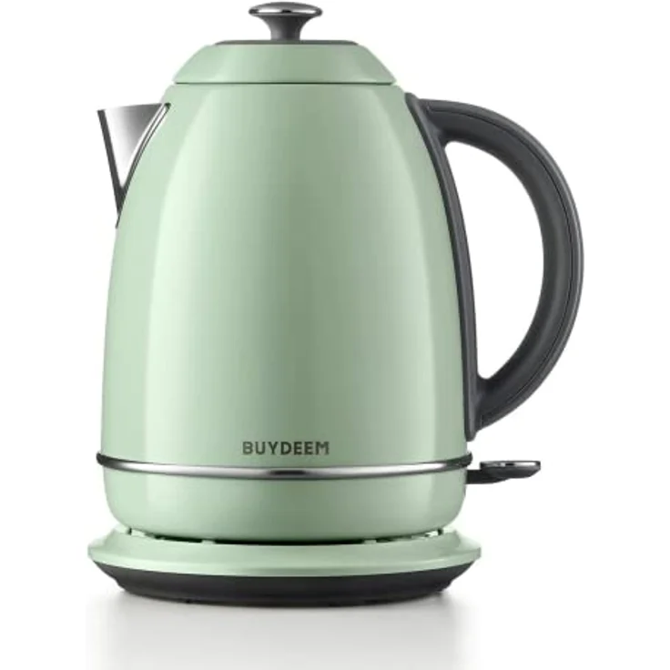 Buydeem K640 Elektrischer Wasserkocher, 1,7 Liter, 2400 Watt, Edelstahl, Farbe Cozy Greenish – Bild 1