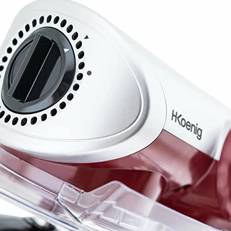 H.Koenig KM80 Küchenmaschine - 5 L Schüssel aus Edelstahl - bis zu 2kg Teig - 3 Aufsätze - 1000 W - 4 Geschwindigkeitsstufen - rot – Bild 6