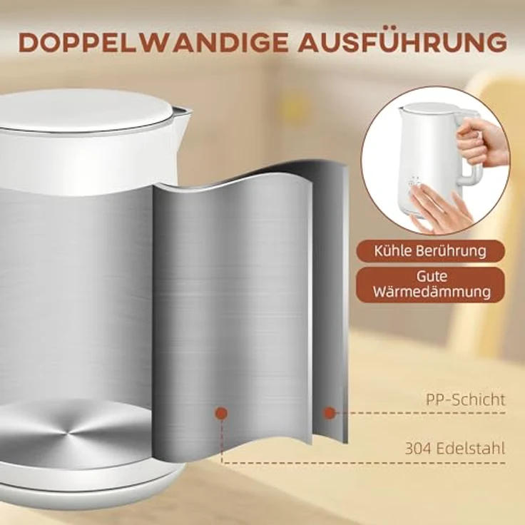 HOMCOM Toaster Wasserkocher Set, 1,5L Wasserkocher mit 2200W und 7 Temperatureinstellungen, Toaster für 2 Scheiben mit 7 Bräunungsstufen, Weiß – Bild 7