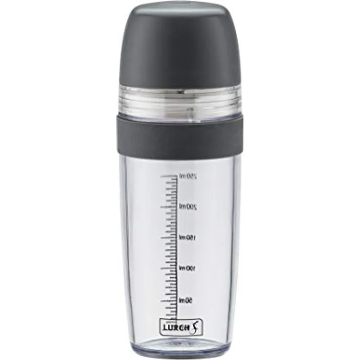 Lurch 10023 Dressing- und Teigshaker mit Zitruspresse und Mixer aus Kunststoff, Schwarz - klumpfreie Zubereitung, 250 ml Skala, große Ausgießöffnung