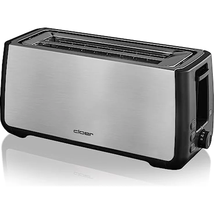 Cloer 3579 King-Size Toaster für 4 XXL Scheiben-Check-Funktion-Edelstahlgehäuse - 1500 Watt-schwarz Kunststoff – Bild 3