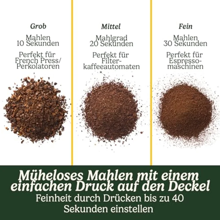 Cuisinart DBM-8MCP Kaffeemühle, kompakte Kaffeemühle mit Edelstahlbehälter, 1-12 Tassen, verschiedene Mahlgrade für French Press, Tropfkaffee und Espresso, leicht zu reinigen – Bild 3