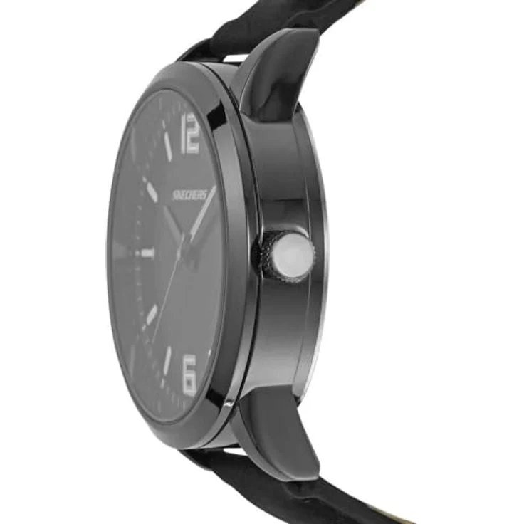 Skechers Quarzuhr SR9043, Herrenuhr analog mit Rotguss-Metallgehäuse, schwarzem Zifferblatt und 4 zusätzlichen Schmuckarmbändern – Bild 4