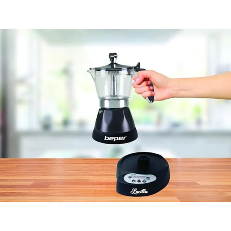 Beper Lucilla Kaffeemaschine aus Aluminium für 3 Tassen, programmierbar, Timer programmierbar bis 24 Stunden zuvor, heißer Kaffee für 30 Minuten - Schwarz – Bild 9