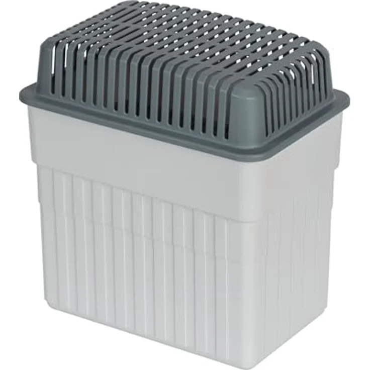 WENKO Luftentfeuchter ohne Strom [Reduziert Schimmel & Gerüche] inkl. 2kg Granulatblock - Nachfüllbarer Raumentfeuchter - Auffangschale für Feuchtigkeit, Lufttrockner – Bild 1