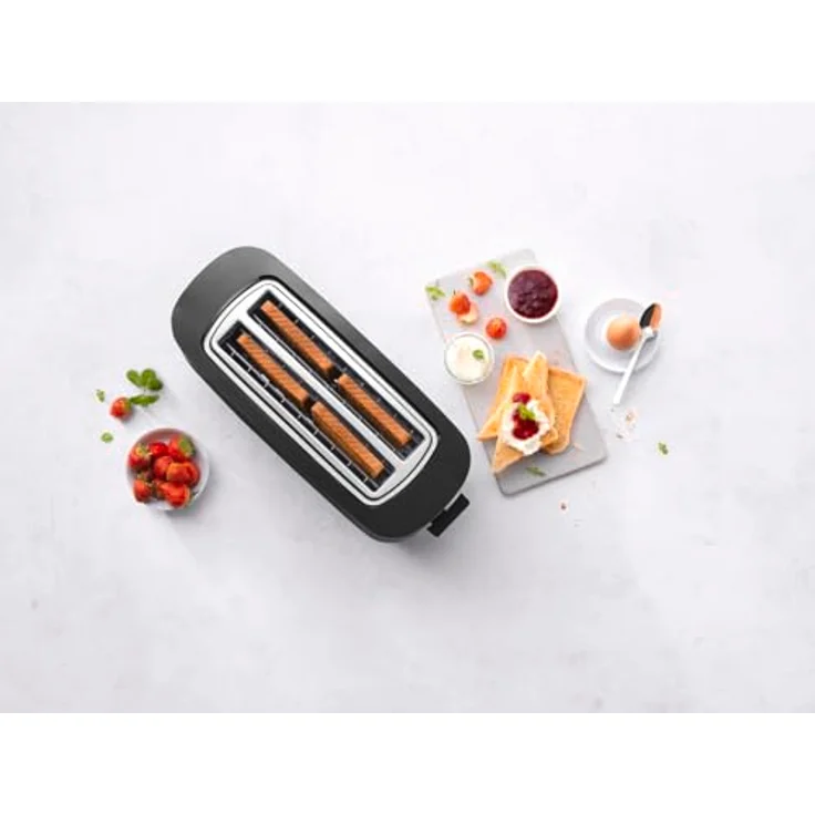 Zwilling ENFINIGY Toaster mit 3 Automatikprogrammen, 7 Bräunungsgraden und Abschaltfunktion, Langschlitztoaster für 4 kurze oder 2 lange Scheiben, mit Brötchenaufsatz, Schwarz – Bild 5