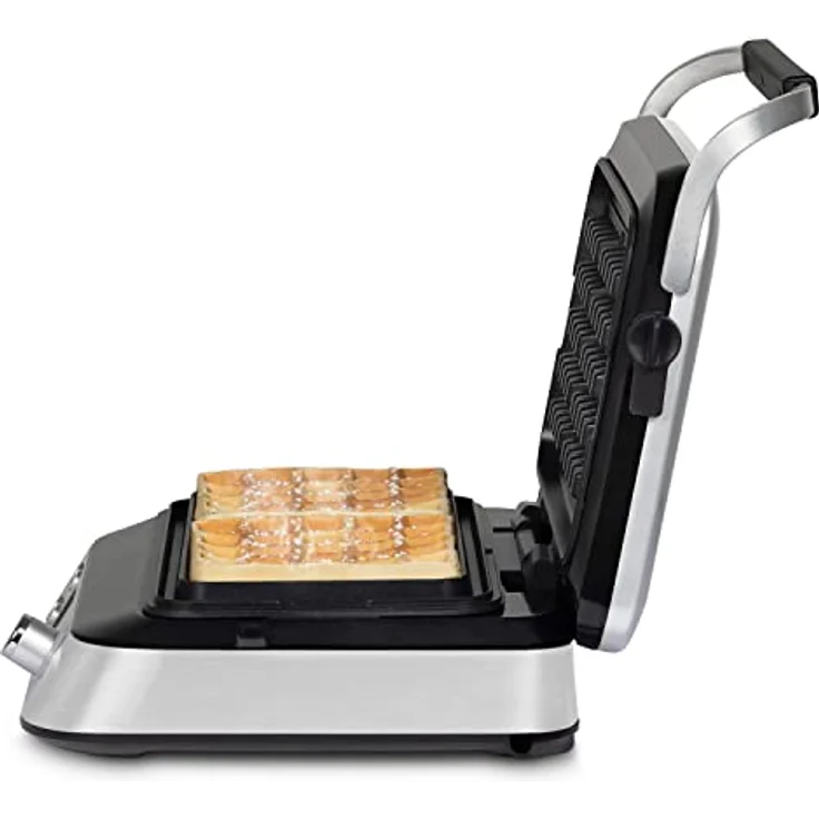 H.Koenig GFX800 Waffeleisen 12 x 12,5 cm, Antihaftbeschichtung, 5 Programme, Regenrinne mit Überlaufschutz, LCD-Display, 7 Bräunungsstufen, 1600 W – Bild 2