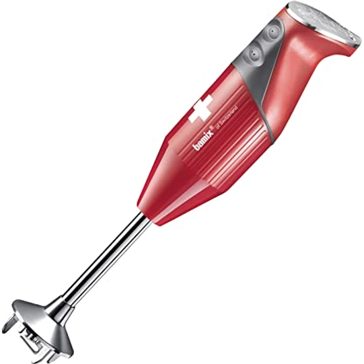 Bamix SwissLine, Pürierstab und Eis-Crusher, 1,8 m, 200 W, rot, lebenslange Motor-Garantie, inklusive 0,9-Liter-Mischschüssel und Wechselklingen – Bild 2